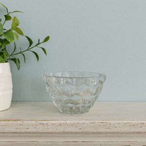 Vintage Whitehall Colony Cubist Crystal Glass Nut Candy Bowl Clear Elegant 1970s